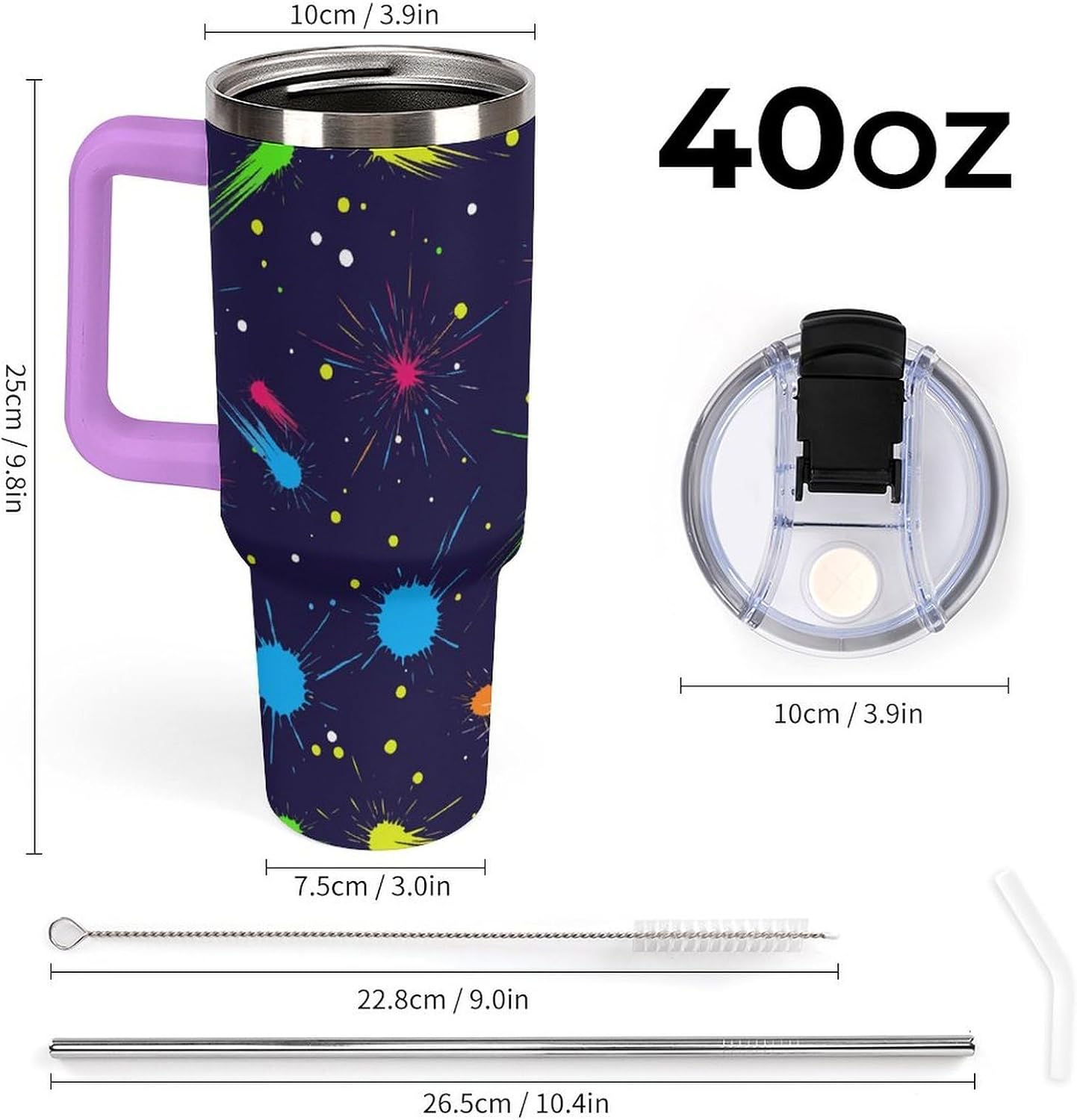Leakproof Tumbler Vacuum Sealed Car Holder Friendly For Travel Simple Minimalist White Poppy Flower Pattern Coffee Mug Light Rose Red-style-27 - Colors A