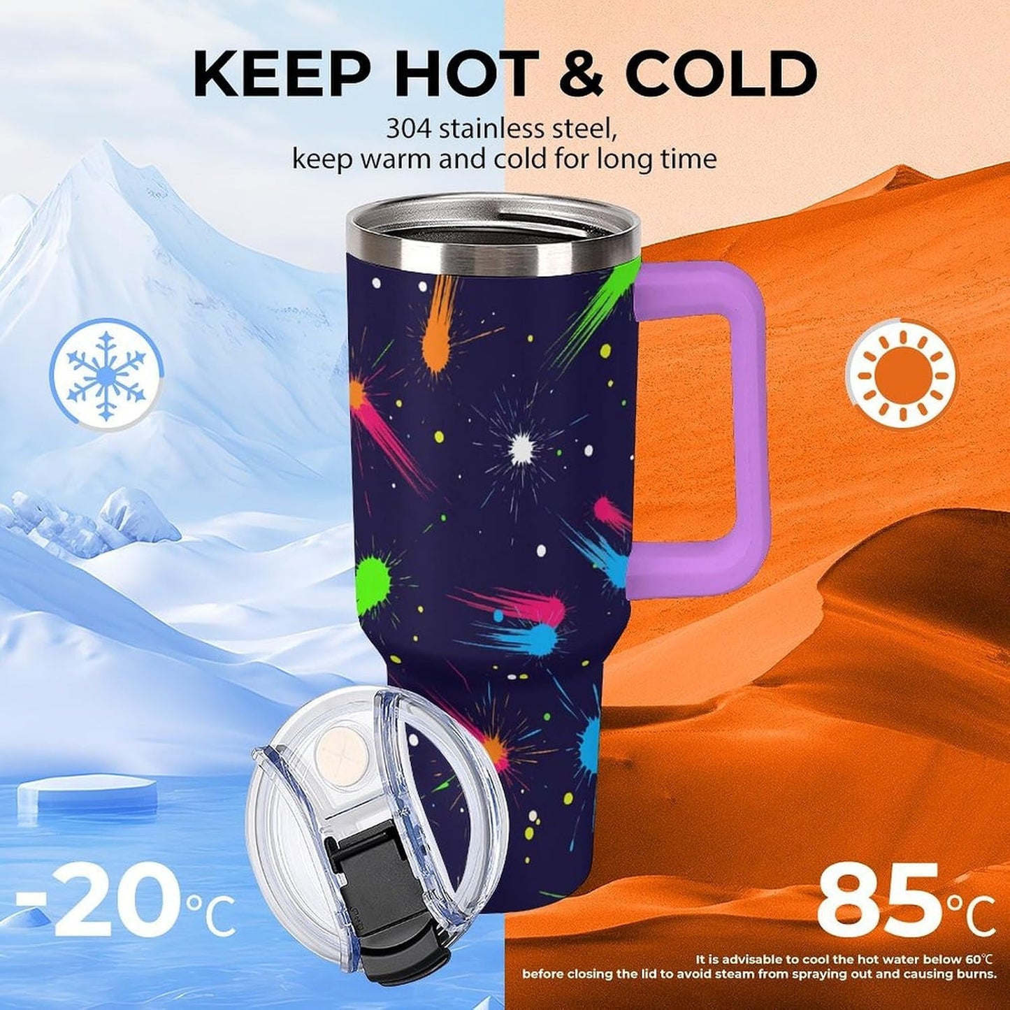 Leakproof Tumbler Vacuum Sealed Car Holder Friendly For Travel Simple Minimalist White Poppy Flower Pattern Coffee Mug Light Rose Red-style-27 - Colors A