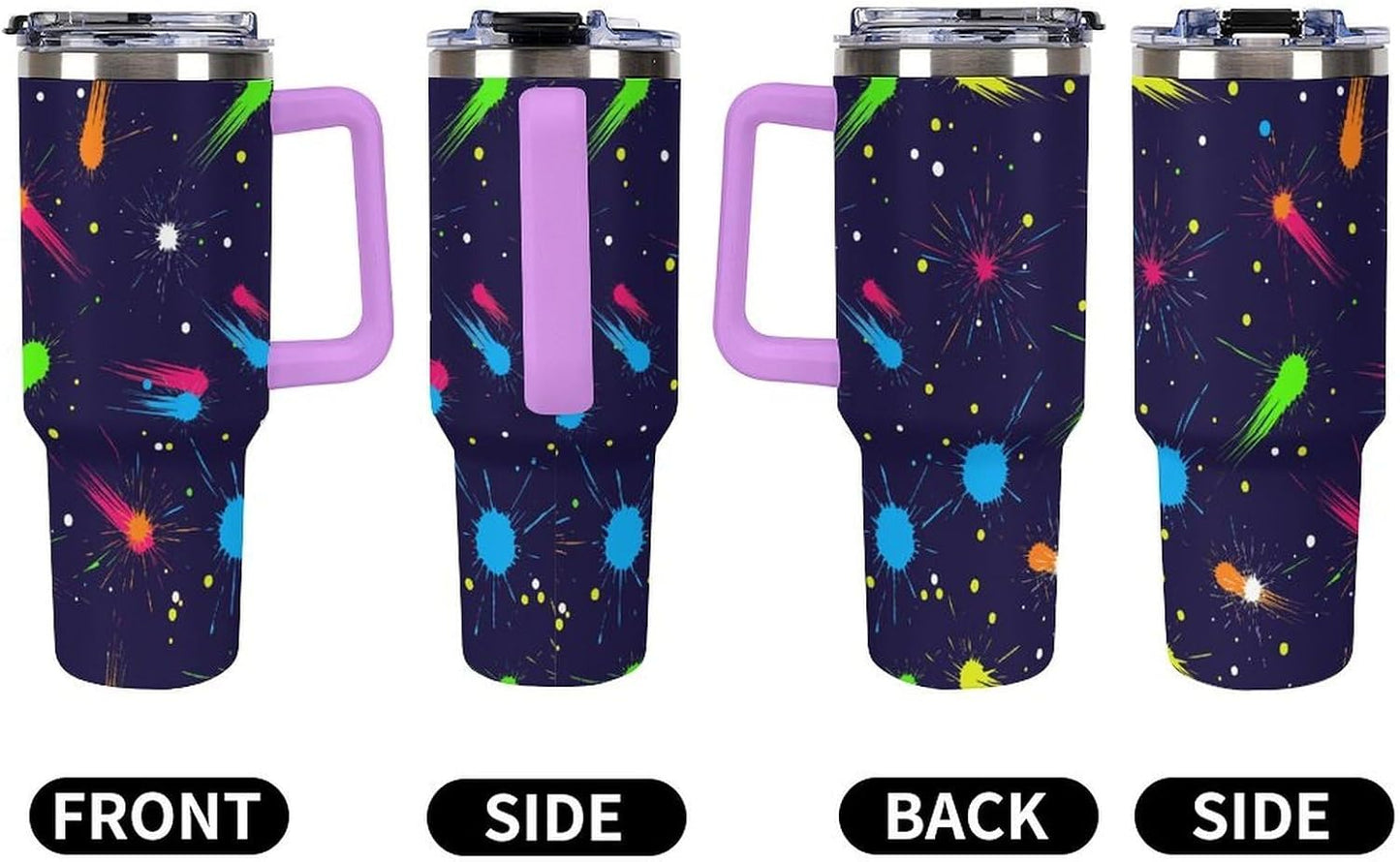 Leakproof Tumbler Vacuum Sealed Car Holder Friendly For Travel Simple Minimalist White Poppy Flower Pattern Coffee Mug Light Rose Red-style-27 - Colors A