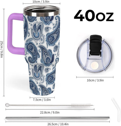 Leakproof Tumbler Vacuum Sealed Car Holder Friendly For Travel Simple Minimalist White Poppy Flower Pattern Coffee Mug Light Rose Red-style-27 - Colors A