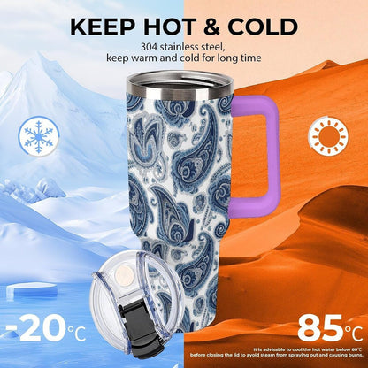Leakproof Tumbler Vacuum Sealed Car Holder Friendly For Travel Simple Minimalist White Poppy Flower Pattern Coffee Mug Light Rose Red-style-27 - Colors A