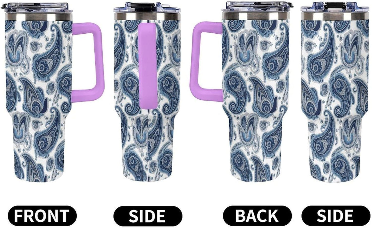 Leakproof Tumbler Vacuum Sealed Car Holder Friendly For Travel Simple Minimalist White Poppy Flower Pattern Coffee Mug Light Rose Red-style-27 - Colors A