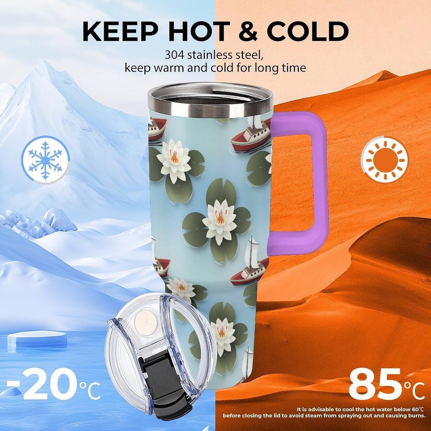 Leakproof Tumbler Vacuum Sealed Car Holder Friendly For Travel Simple Minimalist White Poppy Flower Pattern Coffee Mug Light Rose Red-style-27 - Colors A
