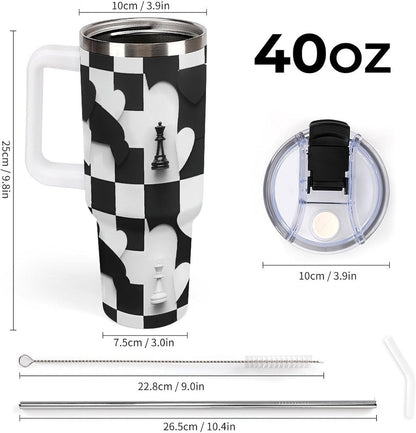 Leakproof Tumbler Vacuum Sealed Car Holder Friendly For Travel Simple Minimalist White Poppy Flower Pattern Coffee Mug Light Rose Red-style-27 - Colors A