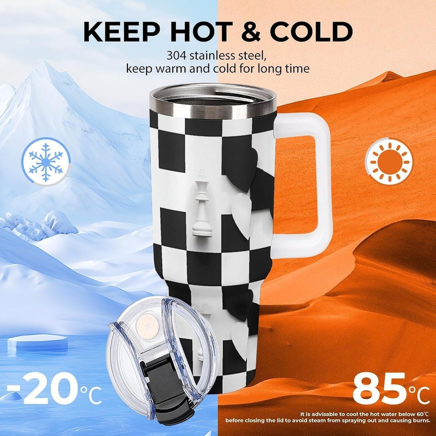 Leakproof Tumbler Vacuum Sealed Car Holder Friendly For Travel Simple Minimalist White Poppy Flower Pattern Coffee Mug Light Rose Red-style-27 - Colors A