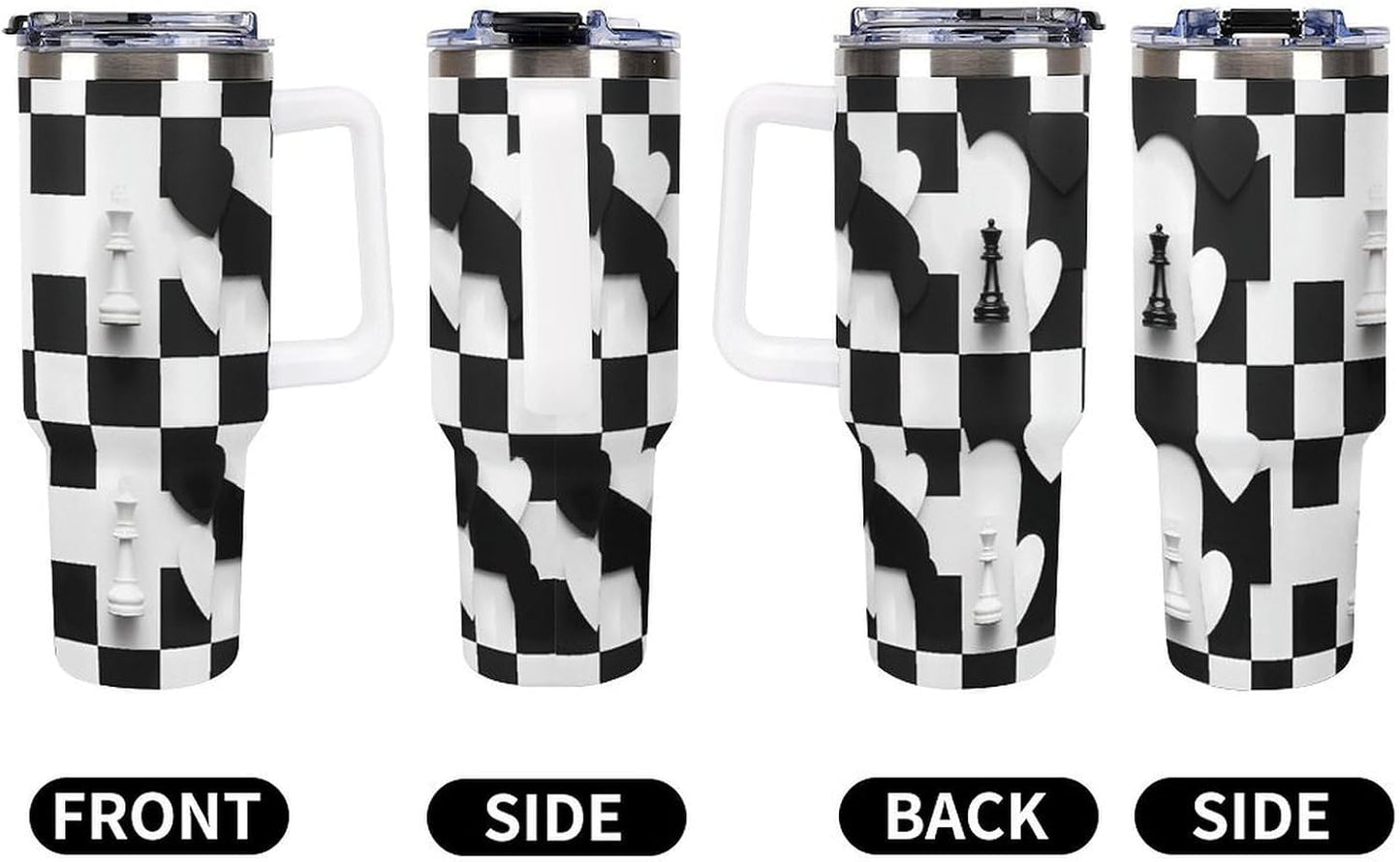 Leakproof Tumbler Vacuum Sealed Car Holder Friendly For Travel Simple Minimalist White Poppy Flower Pattern Coffee Mug Light Rose Red-style-27 - Colors A