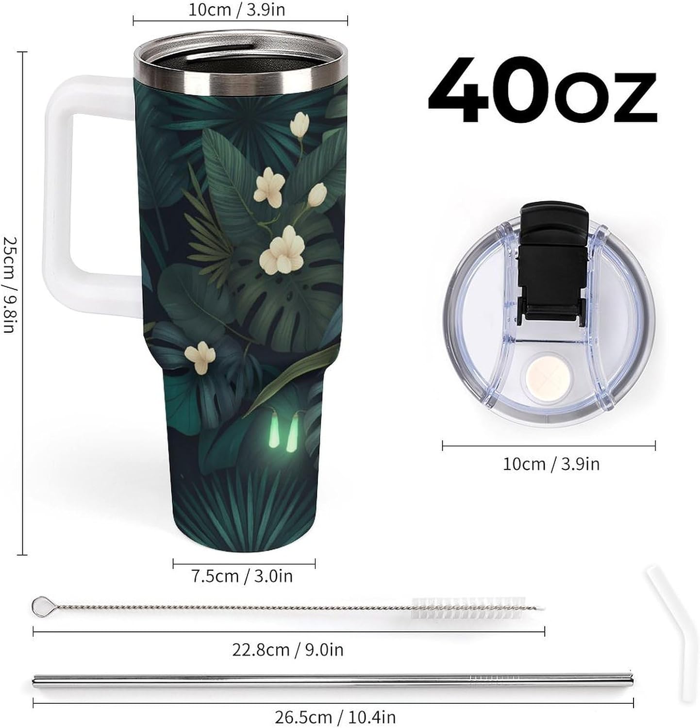 Leakproof Tumbler Vacuum Sealed Car Holder Friendly For Travel Simple Minimalist White Poppy Flower Pattern Coffee Mug Light Rose Red-style-27 - Colors A