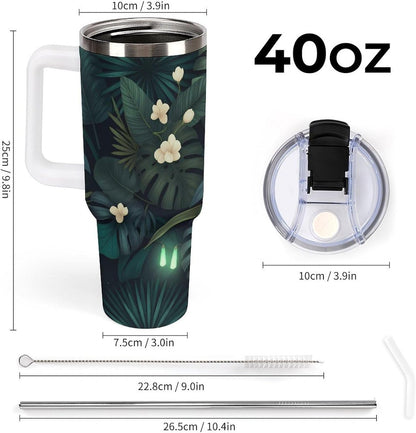 Leakproof Tumbler Vacuum Sealed Car Holder Friendly For Travel Simple Minimalist White Poppy Flower Pattern Coffee Mug Light Rose Red-style-27 - Colors A