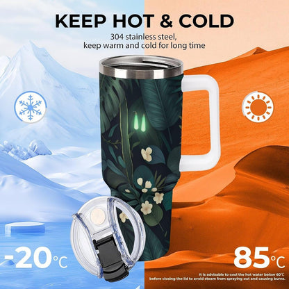 Leakproof Tumbler Vacuum Sealed Car Holder Friendly For Travel Simple Minimalist White Poppy Flower Pattern Coffee Mug Light Rose Red-style-27 - Colors A