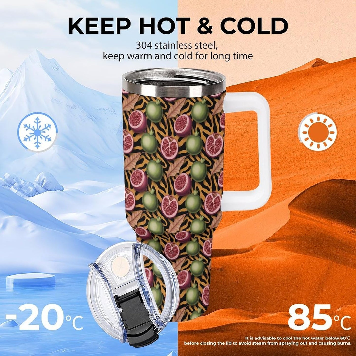Leakproof Tumbler Vacuum Sealed Car Holder Friendly For Travel Simple Minimalist White Poppy Flower Pattern Coffee Mug Light Rose Red-style-27 - Colors A