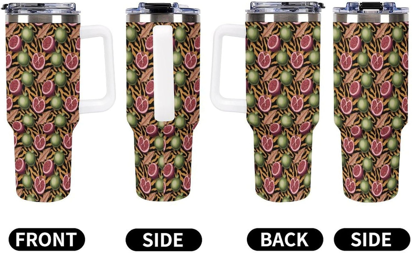 Leakproof Tumbler Vacuum Sealed Car Holder Friendly For Travel Simple Minimalist White Poppy Flower Pattern Coffee Mug Light Rose Red-style-27 - Colors A