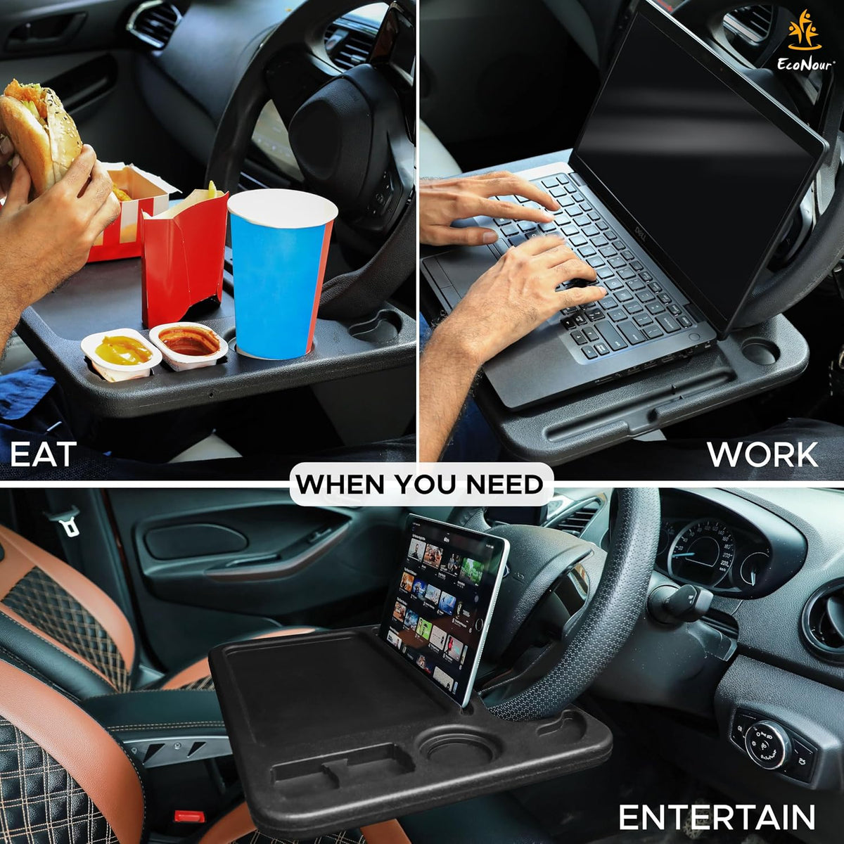 2 in 1 Car Steering Wheel Desk | Car Tray for Laptop