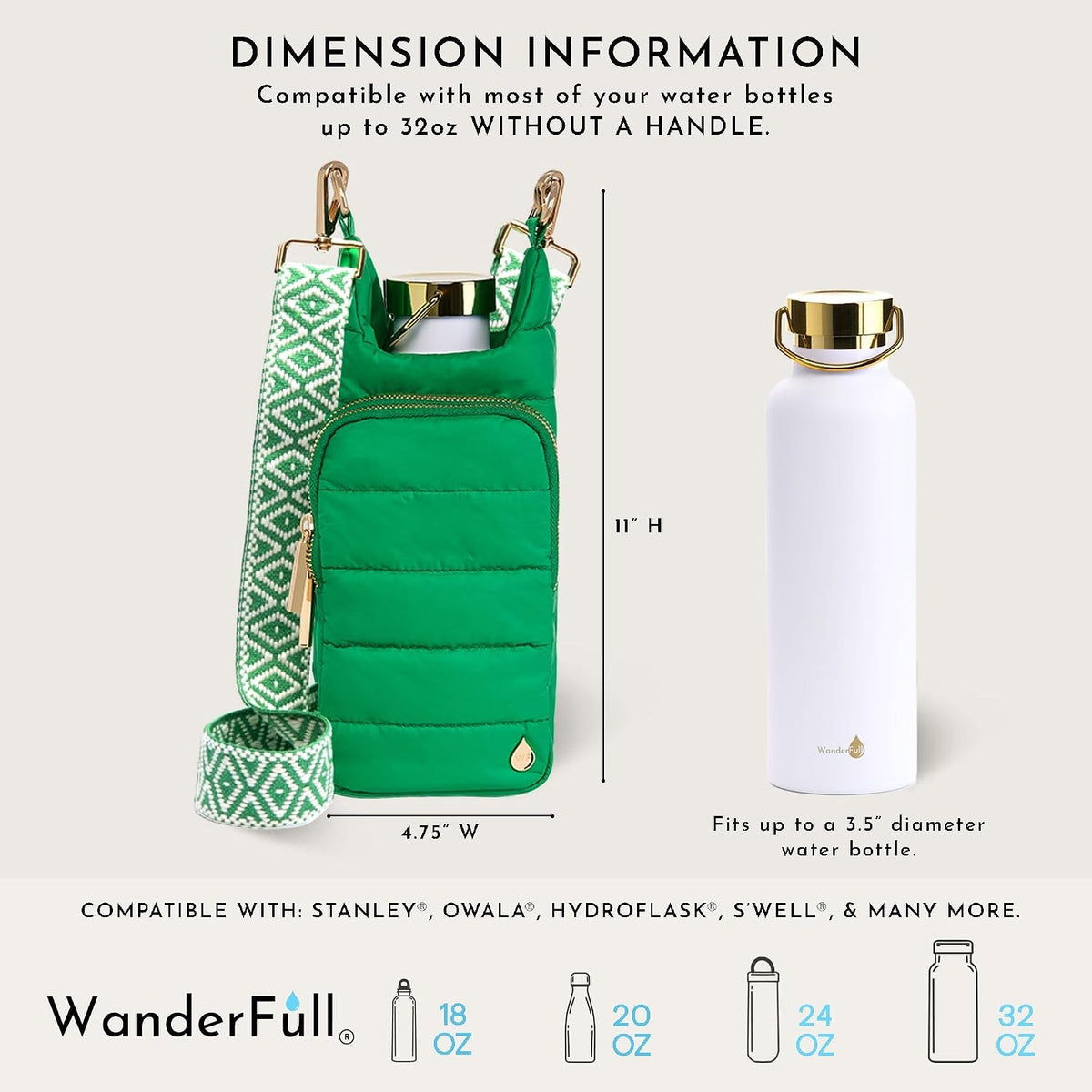 Original HydroBag Crossbody Water Bottle Holder with Phone Pocket, Fits Water Bottles up to 32 oz - Colors A