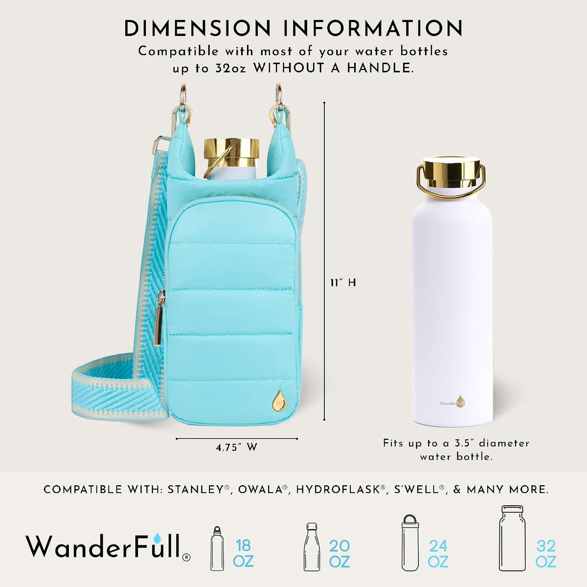 Original HydroBag Crossbody Water Bottle Holder with Phone Pocket, Fits Water Bottles up to 32 oz - Colors A