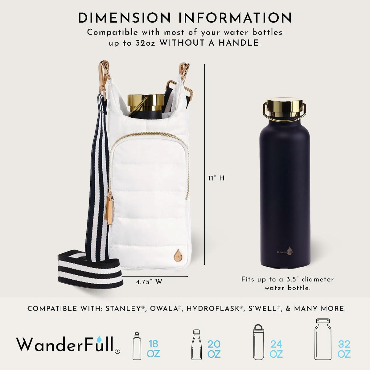 Original HydroBag Crossbody Water Bottle Holder with Phone Pocket, Fits Water Bottles up to 32 oz - Colors A