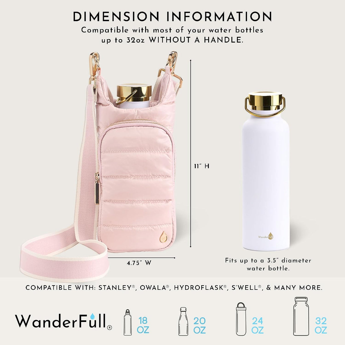 Original HydroBag Crossbody Water Bottle Holder with Phone Pocket, Fits Water Bottles up to 32 oz - Colors A