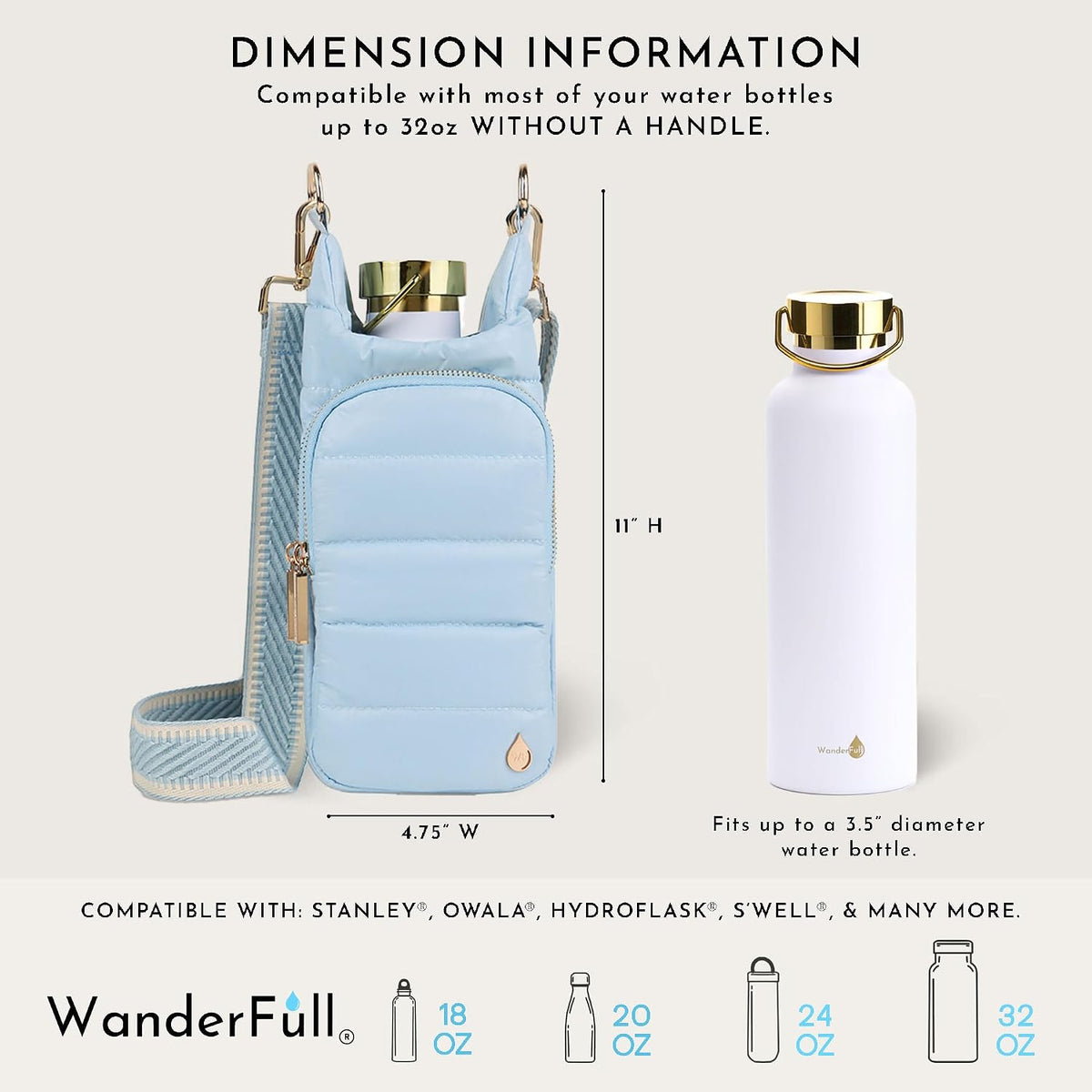 Original HydroBag Crossbody Water Bottle Holder with Phone Pocket, Fits Water Bottles up to 32 oz - Colors A
