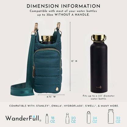 Original HydroBag Crossbody Water Bottle Holder with Phone Pocket, Fits Water Bottles up to 32 oz - Colors A
