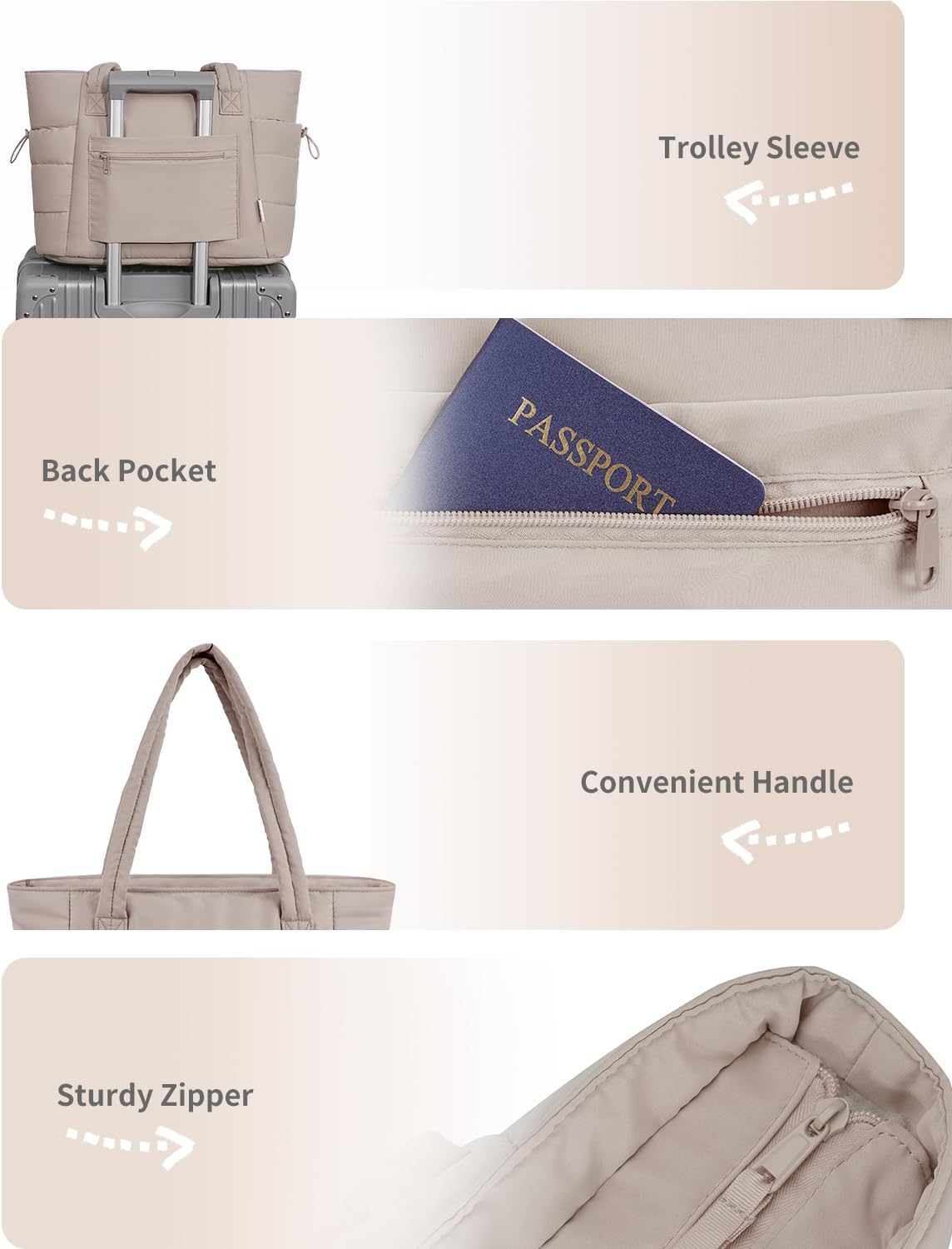 Tote Bag for Women, Puffy Handbags for Work, Travel, Nurse