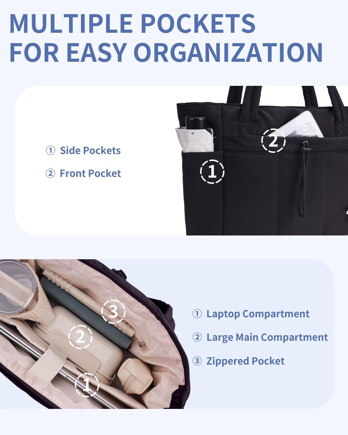 Tote Bag for Women, Puffy Handbags for Work, Travel, Nurse