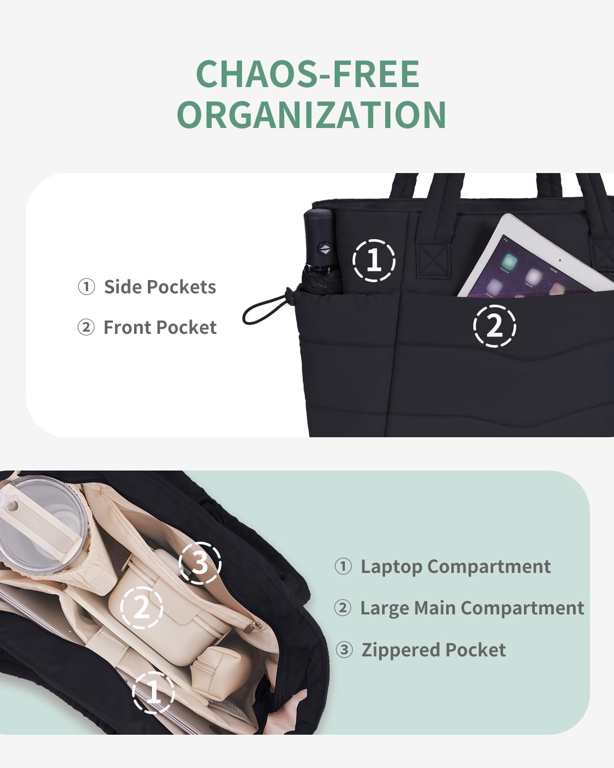 Tote Bag for Women, Puffy Handbags for Work, Travel, Nurse