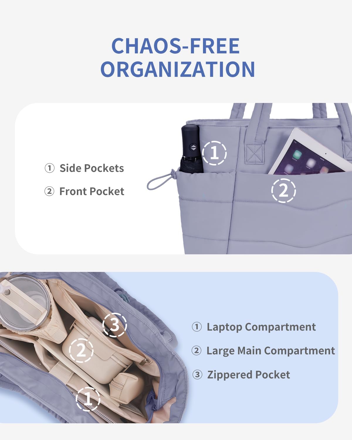Tote Bag for Women, Puffy Handbags for Work, Travel, Nurse