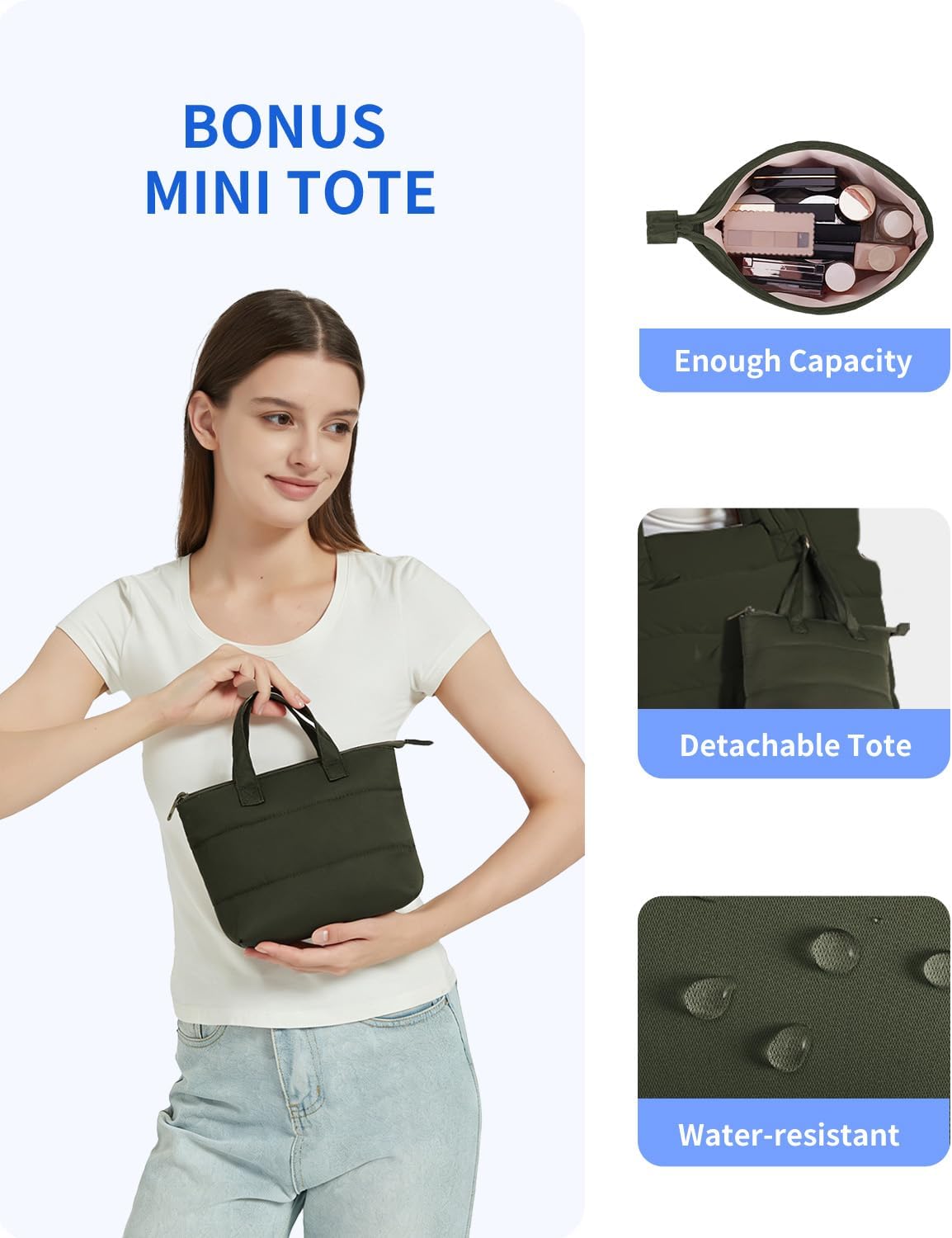Tote Bag for Women, Puffy Handbags for Work, Travel, Nurse
