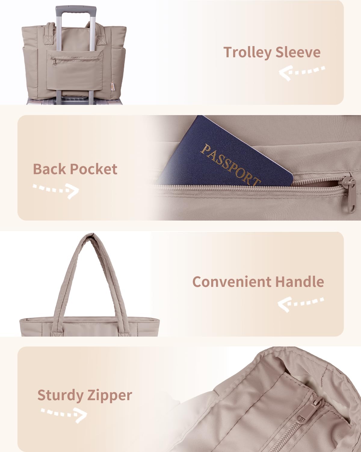 Tote Bag for Women, Puffy Handbags for Work, Travel, Nurse