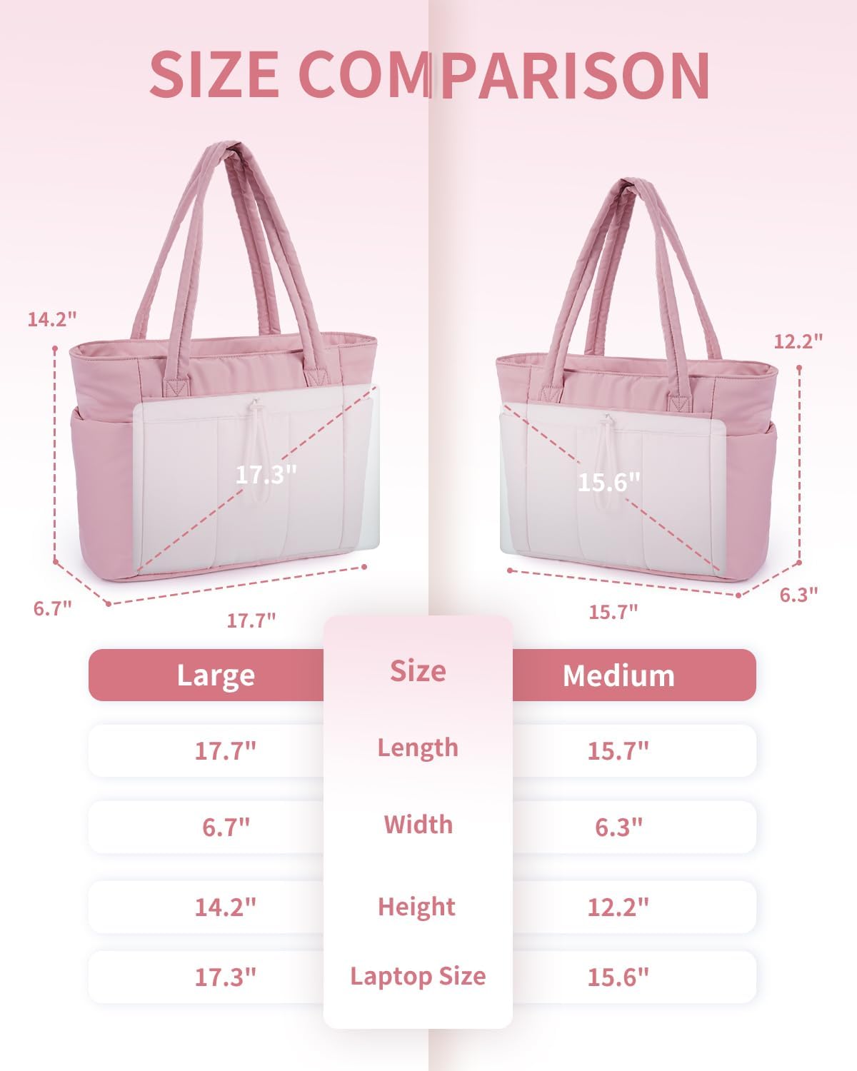 Tote Bag for Women, Puffy Handbags for Work, Travel, Nurse