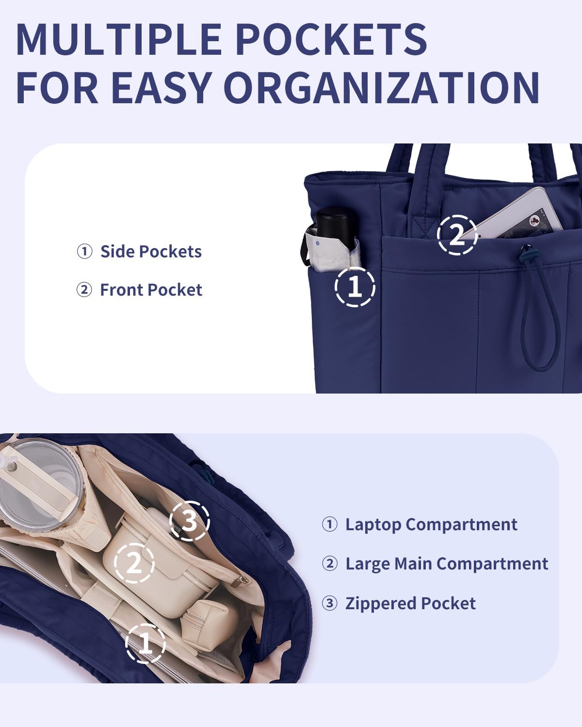 Tote Bag for Women, Puffy Handbags for Work, Travel, Nurse