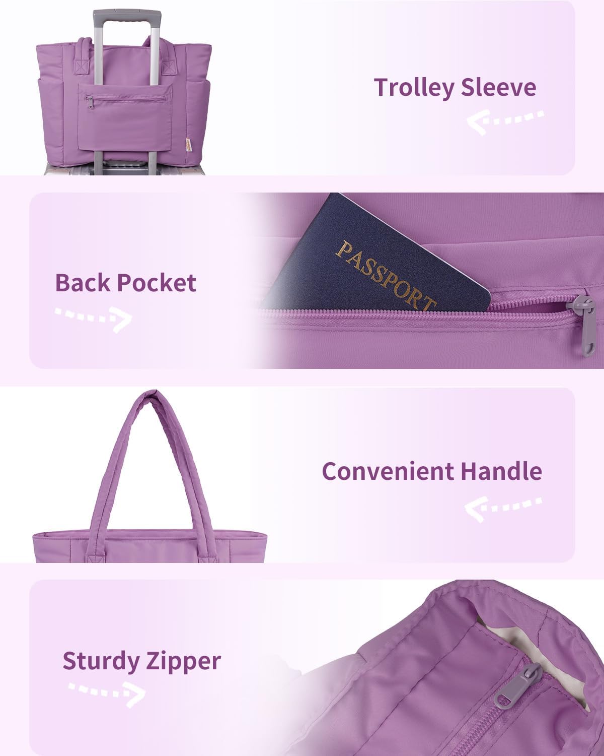 Tote Bag for Women, Puffy Handbags for Work, Travel, Nurse