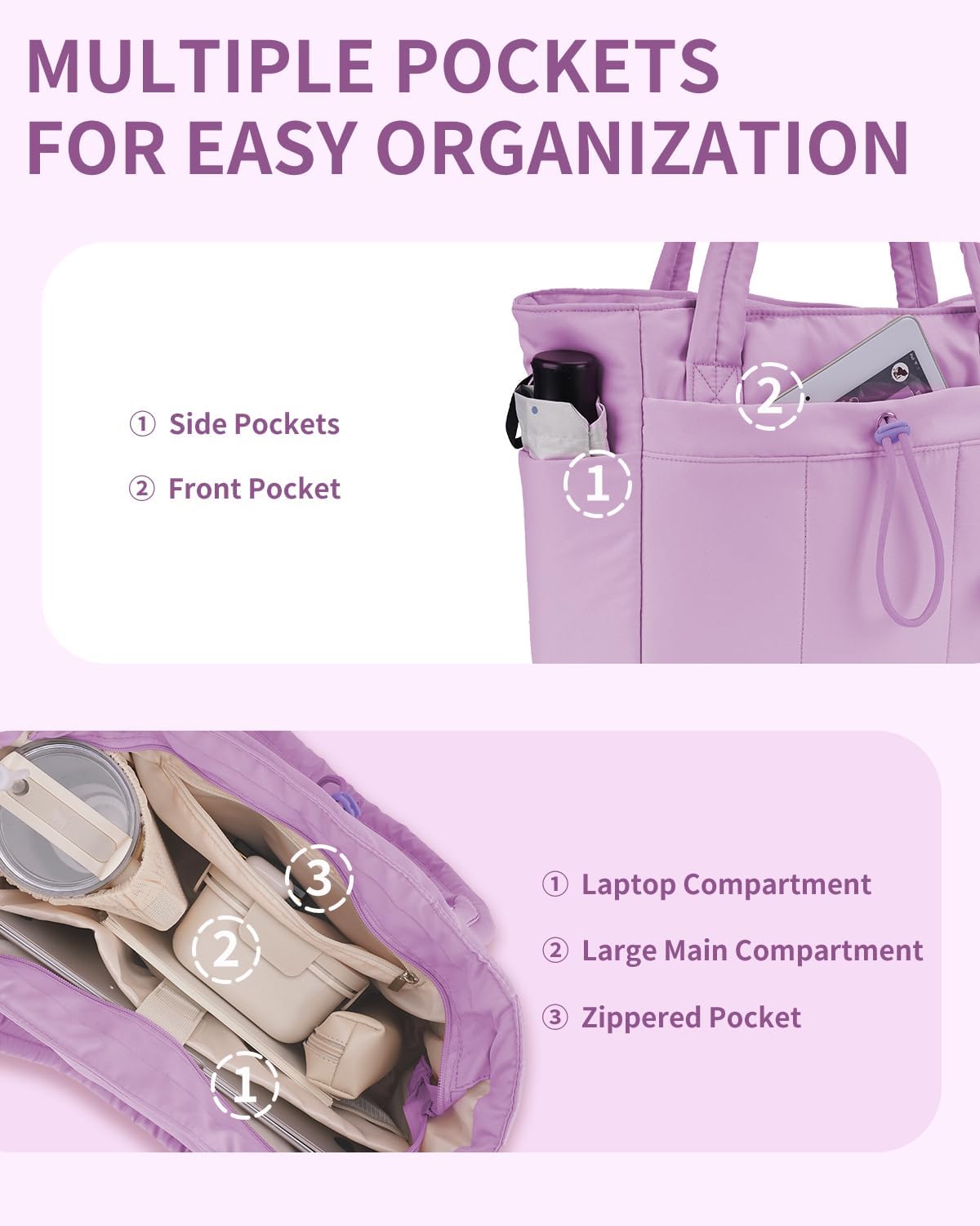 Tote Bag for Women, Puffy Handbags for Work, Travel, Nurse