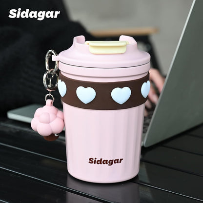 + 12 oz Travel Coffee Mug Spill Proof Leak Proof, Stainless Steel Thermal Coffee Cup with Lid, Resuable Cup for Hot and Cold, Portable Tumbler for Women, Green