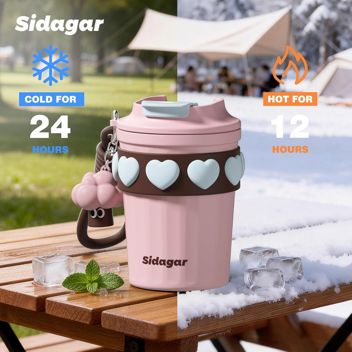 + 12 oz Travel Coffee Mug Spill Proof Leak Proof, Stainless Steel Thermal Coffee Cup with Lid, Resuable Cup for Hot and Cold, Portable Tumbler for Women, Green
