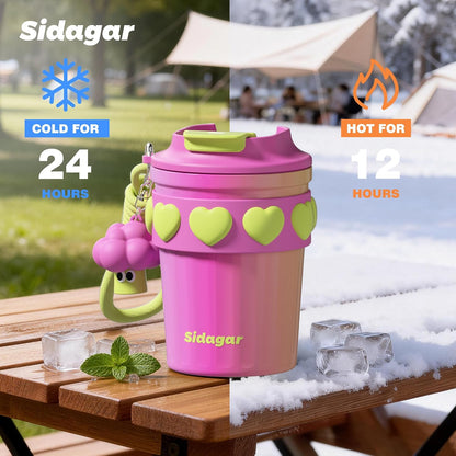 + 12 oz Travel Coffee Mug Spill Proof Leak Proof, Stainless Steel Thermal Coffee Cup with Lid, Resuable Cup for Hot and Cold, Portable Tumbler for Women, Green