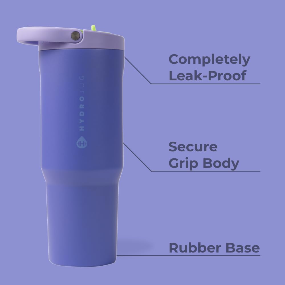 HydroJug Sport - Stainless Steel Tumbler with Straw, Vacuum Insulated, 40oz Leakproof Water Bottle, Ergonomic Design, Reusable, Dishwasher Safe, Rubber Base, Durable for Gym or Outdoors, Sage