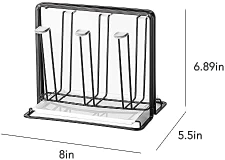 Metal Cup Drying Rack with 6 Hooks, Bottle Drying Rack with Drain Tray,Coffee Mug Holder,Mug Organizer Black