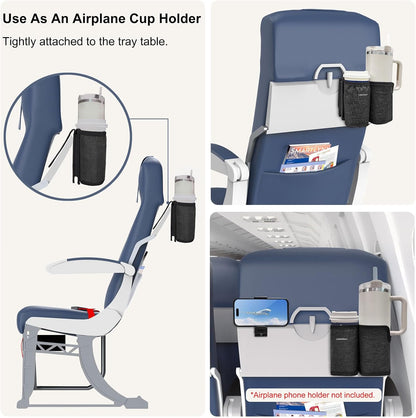 2 in 1 Luggage Cup Holder for Suitcase Airplane Drink Carrier Travel Gray