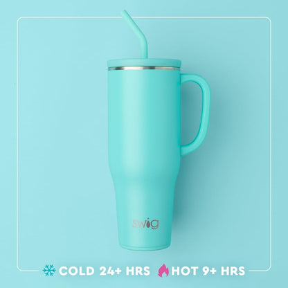 Swig Life 40oz Mega Mug, 40 oz Tumbler with Handle and Straw, Cup Holder Friendly, Dishwasher Safe, Extra Large Insulated Tumbler, Stainless Steel (Pickleball)