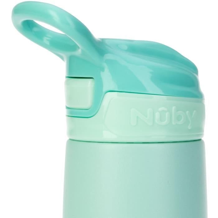 Nuby Thirsty Kids No Spill Flip-It Reflex Stainless Steel Travel Cup or Water Bottle - 10 Oz - 18+ Months - Blue - Back to School Essentials