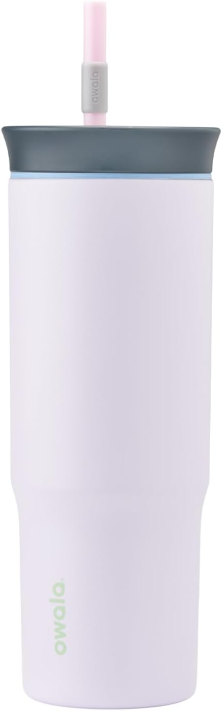 Owala Stainless Steel Triple Layer Insulated Travel Tumbler with Spill Resistant Lid and Straw, BPA Free, 24 oz, Grey/Blue (The Great Blue)