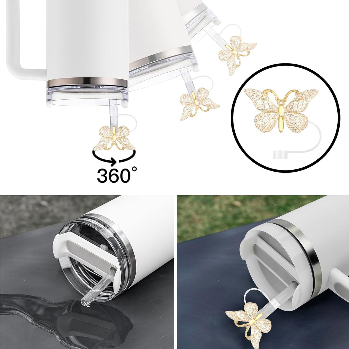6PCS Cute Straw Toppers Cover for Stanley Cup Accessories