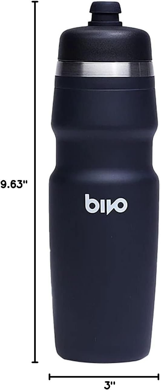 Bivo Duo 25oz Non Insulated Stainless Steel Bike Water Bottle - Lightweight for Cycling, Hiking, Sports - No Plastic Taste, Fits Most Cages, Dishwasher Safe - (Raw)