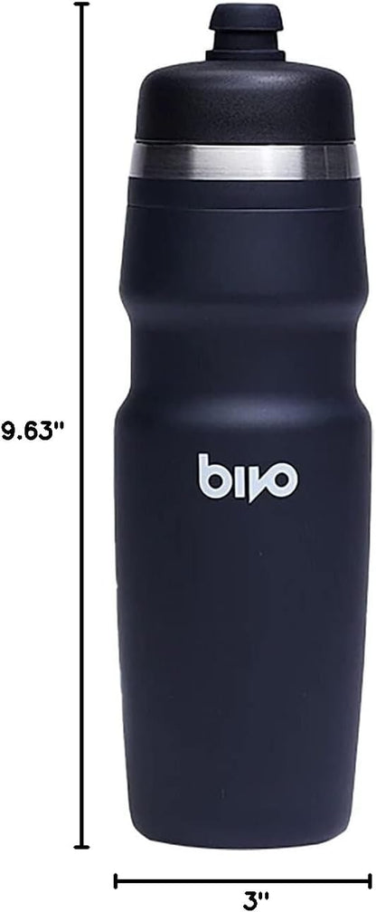 Bivo Duo 25oz Non Insulated Stainless Steel Bike Water Bottle - Lightweight for Cycling, Hiking, Sports - No Plastic Taste, Fits Most Cages, Dishwasher Safe - (Raw)