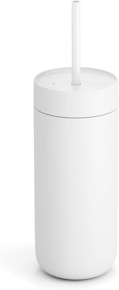 Fellow 16 oz Carter Cold Travel Mug for Water, Iced Tea, Coffee, Smoothies, Iced Coffee & more - Stainless Steel Vacuum-Insulated Iced Coffee tumbler with Spill Resistant lid and straw - Sienna