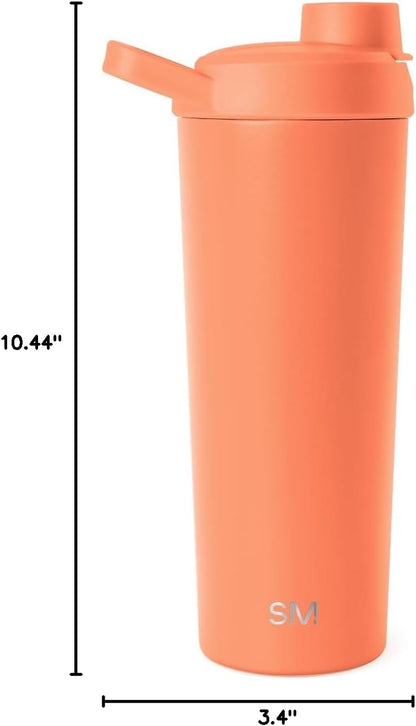 Simple Modern Stainless Steel Shaker Bottle with Ball 24oz | Metal Insulated Cup for Protein Mixes, Shakes and Pre Workout | Rally Collection | Almond Birch