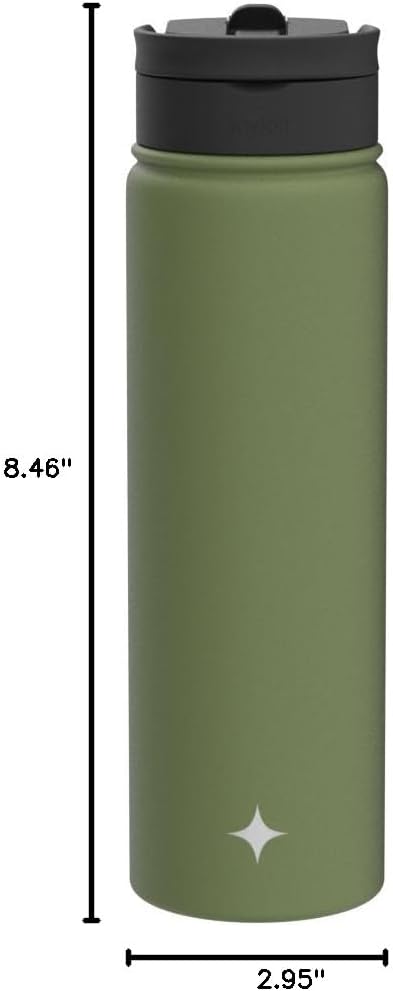 JoyJolt Triple Insulated Water Bottle with Straw Lid AND Flip Lid! 22oz Water Bottle, 12 Hour Hot/Cold Vacuum Insulated Stainless Steel Water Bottle. BPA-Free Leakproof Water Bottles - Thermos Bottle