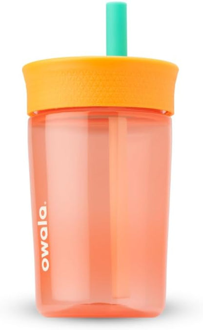 Owala Kids BPA-Free Plastic Tumbler with Spill Resistant Flexible Straw, Easy to Clean, Kids Water Bottle, Great for Travel, Dishwasher Safe, 15 Oz, Skate Park