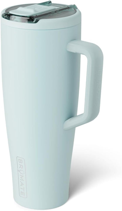 BrüMate Era Flip 30oz Tumbler with 100% Leakproof Covered Straw Lid | Hygienic Covered Straw | Insulated Stainless Steel Water Bottle with Handle | Cup Holder Friendly | BPA-Free (Sage)