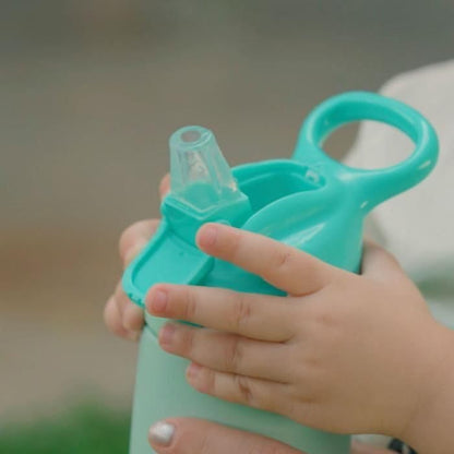 Nuby Thirsty Kids No Spill Flip-It Reflex Stainless Steel Travel Cup or Water Bottle - 10 Oz - 18+ Months - Blue - Back to School Essentials